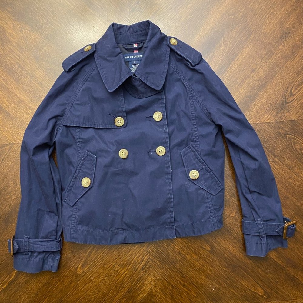 Ralph Lauren Navy Blue Size 5 Swing Trench Coat